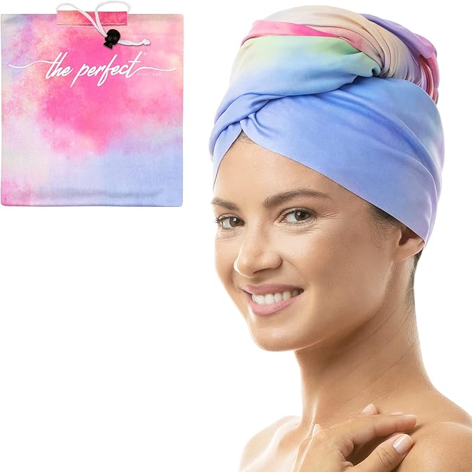 Microfiber Hair Towel Wrap for Women - Gift and Travel - Smooth like Silk - Curly, Wavy, Straight Hair Girls - Plopping Essential - Anti-Frizz, Fast Drying, Works Better than a Cotton T-Shirt
