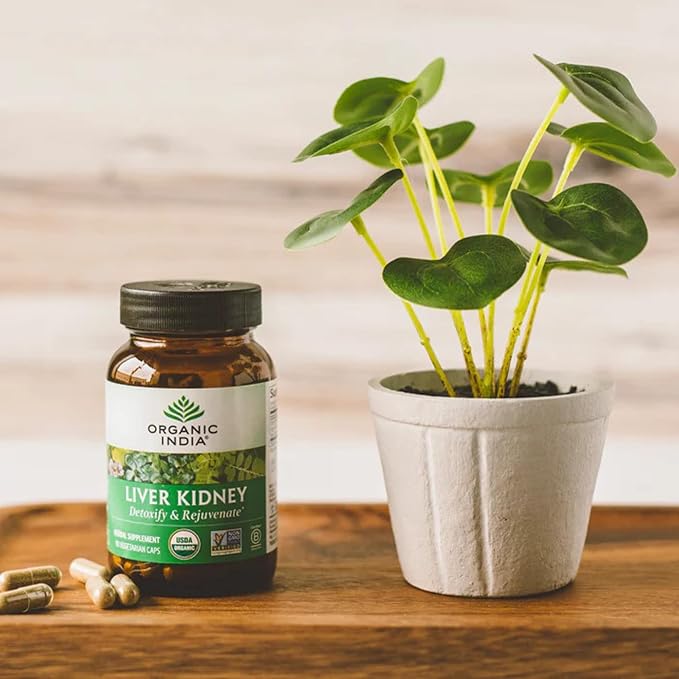 ORGANIC INDIA Liver and Kidney Cleanse Detox Repair - Herbal Supplement - Cleanse & Rejuvenate, Supports Healthy Liver & Kidney Function, Vegan, USDA Certified Organic, Non-GMO - 180 Capsules