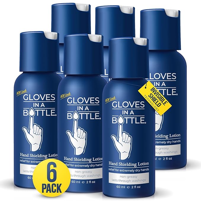 Gloves In A Bottle 6-Pack Shielding Lotion - Great for Dry Itchy Skin! Grease-less and Fragrance Free! (2oz-60ml)