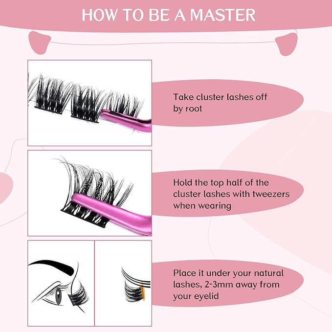 PRO LASHBEAUTY Cluster Lashes, 72 Pcs Individual Lashes, DIY Eyelash Extension, Super Thin Band Reusable Soft & Comfortable (Black, Treasure-D-14mm)