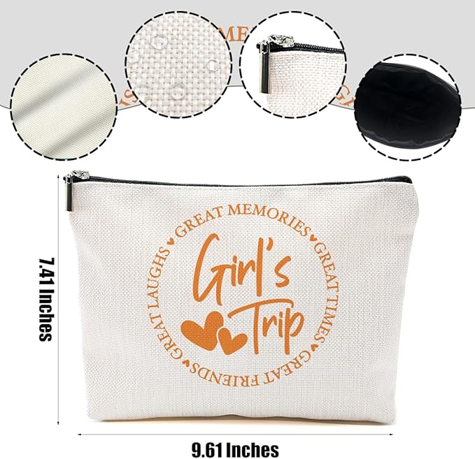 3Pcs Girls Weekend Gifts, 2025 Girls Trip Gifts Favors Travel Gifts Funny Makeup Bag, Weekend Bag Cosmetic Bag, Friendship Gifts for Women Friend Bridesmaid BFF, Graduation Wedding Gifts Toiletry Bag