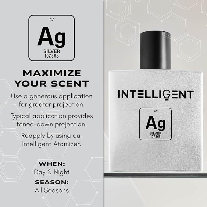Intelligent Silver | Clean, Collected, and Sophisticated | Extrait de Parfum for Men | 3.4 Fl Oz (100 mL)