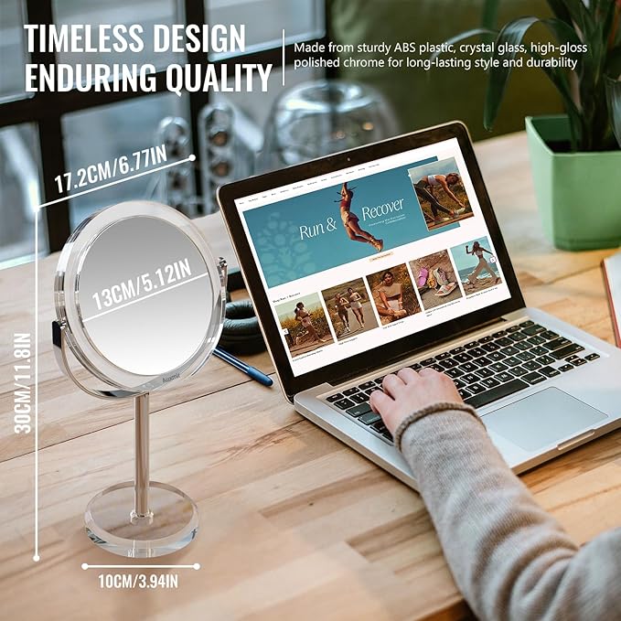 20X Magnifying Makeup Mirror, Double Sided 1X/20X Magnifying Mirror, Tabletop Magnified Vanity Mirror with Magnification, 360° Rotation, Stand for Dressing Table, Bathroom, Bedroom