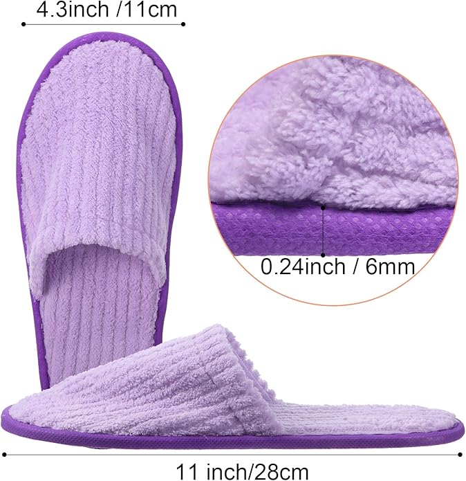 Geyoga 24 Pairs Disposable Slippers for Guests Bulk 2 Size Cotton Hotel Spa House Slippers for Graduation Wedding Party Shoeless Home Travel Individually Wrapped