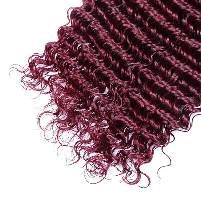 Ombre 1B99j Human Hair Loose Deep Wave Bundles Burgundy Deep Wave Bundles Black Mixed With Burgundy Two Tone Brazilian Human Hair Extensions Soft and Silky for Black Women 20 22 24 Inch