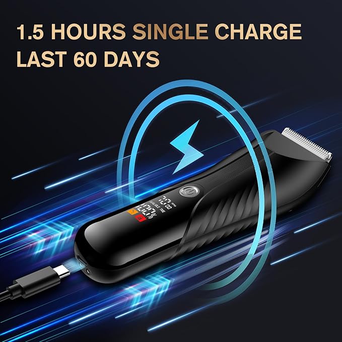 Manscape Electric Body Hair Trimmer - IPX7 Waterproof Ball Trimmer for Men with LED Light, Wet/Dry Groomer, USB-C Rechargeable, Travel Bag Included - Men's Pubic, Groin and Body Shaver