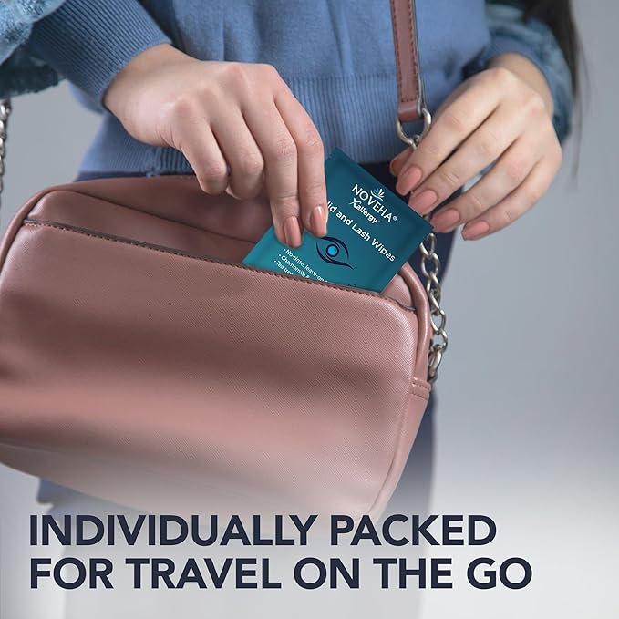 NOVEHA 120Pcs Allergy Relief Eyelid Wipes | Pre-moistened Hypoallergenic Eye Cleansing Pads, Reduce Itchiness, Redness & Discomfort Caused By Allergy, Clean, Soothe & Remove Debris (2 Pack)