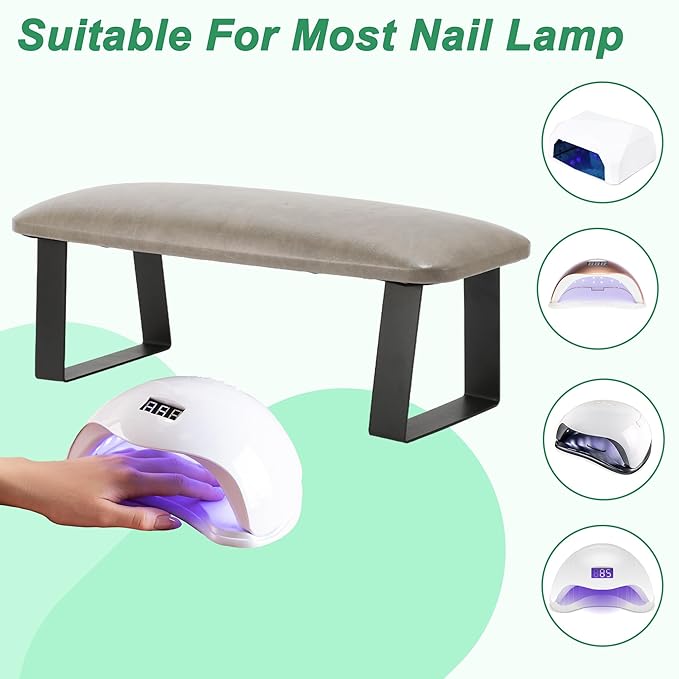 VOCOSTE Arm Rest for Nails Tech, Non-Slip Nail Arm Rest, Manicure Hand Rest with Detachable Brackets, Hand Rest for Nails Tech, Nail Hand Rest, Gray