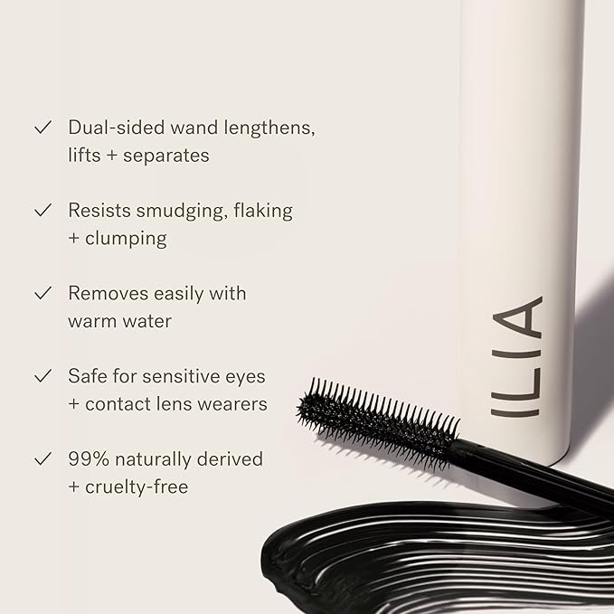 ILIA - Limitless Lash Mascara | Non-Toxic, Cruelty-Free, Lightweight & Nourishing, Flake + Smudge-Resistant, Black Mascara, Ophthalmologist-Tested, Safe For Sensitive Eyes