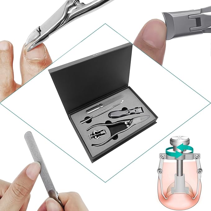 Toe Nail Clippers for Seniors Long Handled Toenail Clippers for Men Thick Nails, Large Ergonomic Ultra Sharp Heavy Duty Stainless Steel, 5pcs Set