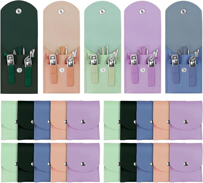 Manicure Set Bulk, Nail Clippers Kit Stainless Steel Fingernail Clippers Set, Sturdy Nail Tip Cutter Trimmers Professional Grooming Toenail Clippers Personal Pedicure Kits Gift (20 Pack 9 in 1)