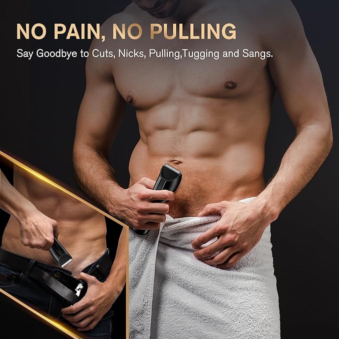 Manscape Electric Body Hair Trimmer - IPX7 Waterproof Ball Trimmer for Men with LED Light, Wet/Dry Groomer, USB-C Rechargeable, Travel Bag Included - Men's Pubic, Groin and Body Shaver