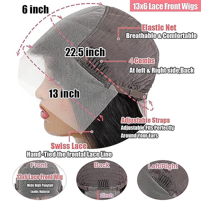 13x6 Deep Wave Lace Front Wigs Human Hair Wigs for Women 200 Density 13x6 HD Transparent Deep Curly Lace Frontal Wigs Glueless Wigs Human Hair Pre Plucked with Baby Hair Natural Color 22 Inch