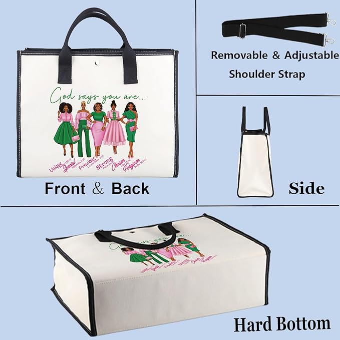 WZMPA Sorority Sisters Cosmetic Makeup Bag - Pink and Green Gift - God Says You Are - Zipper Pouch Greek Paraphernalia (God Says AK -TB)