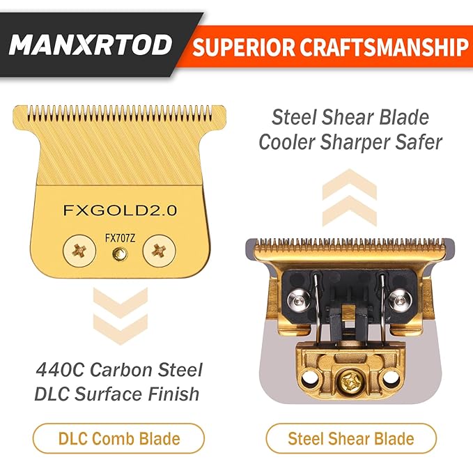 FXGOLD 2.0 Replacement Blade for All FX787 & FX726 Trimmers, Ultra Precise DLC Replacement Blades Compatible with BaByli*s* Trimmer Blades, FX707Z Gold