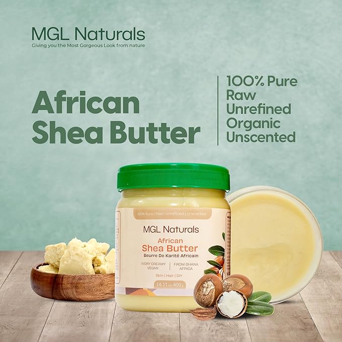 Raw African Shea Butter Ivory, 100% Pure, and Unrefined. Nourish and moisturize hair and skin. Use alone or DIY recipes. From Ghana, West Africa. 16oz in jar