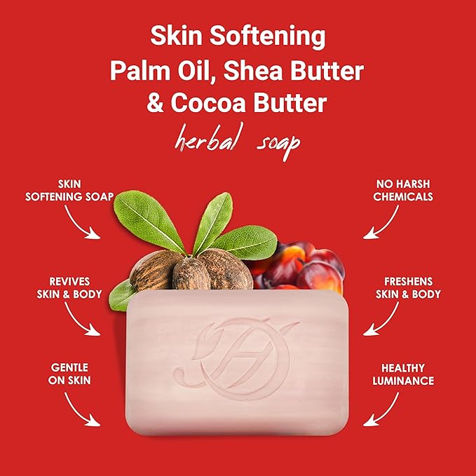 Palm oil, Shea butter and Cocoa Butter Herbal Soap | Pack of 6 of 5oz soap Bar | Ideal for Men and Women, Soothing and Nourishing Soap for Moisturization