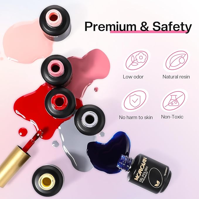 Morovan Gel Nail Polish Set: All in One Gel Nail Polish Kit with UV Light Quick Cure Polish, DIY at Home, Nail Manicure Tools