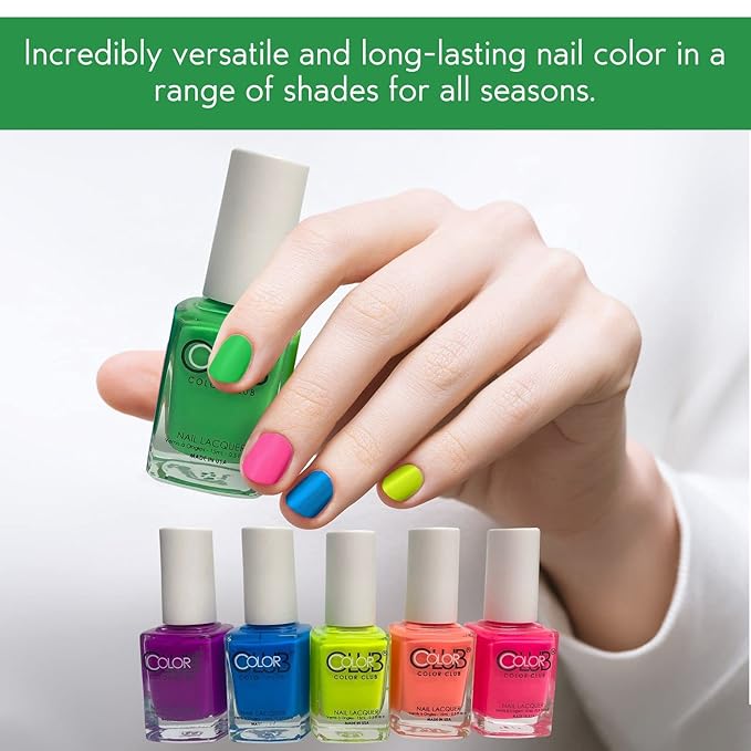 Color Club Neon Nail Lacquer Set - 6 Vibrant Shades for Salon-Quality Manicures and Art