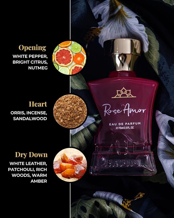 H Habibi Rose Amor Cologne For Women, Long-Lasting Eau de Parfum Spray (2.5 Oz), Premium Mothers Day Gift for Her - Elegant Arabian Perfume for Women with Citrus & Warm Amber Scents that Lasts All Day