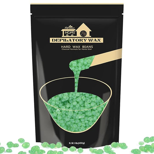 Lifestance Aloe Vera Wax Beads, Wax for Sensitive Skin, Hair Removal Wax Beans for Face, Legs, Coarse & Fine Hair, Pearl Beads, Unisex, 16 Ounce, 20 Count