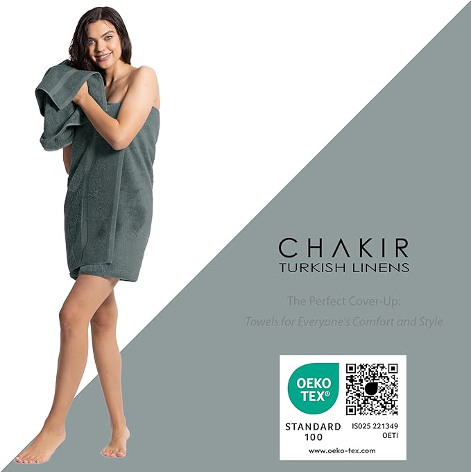 Chakir Turkish Linens Premium Cotton Absorbent Turkish Towels (Bath Towel - Set of 4, Dark Gray)