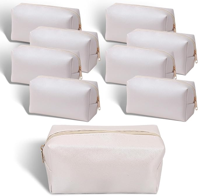 9 Pcs Makeup Bags in Bulk, Pu Leather Cosmetic Pouch Waterproof Small Toiletry Bags, Water Resistant Storage Purse for Lady Women, Waterproof Bags for Travel Purse