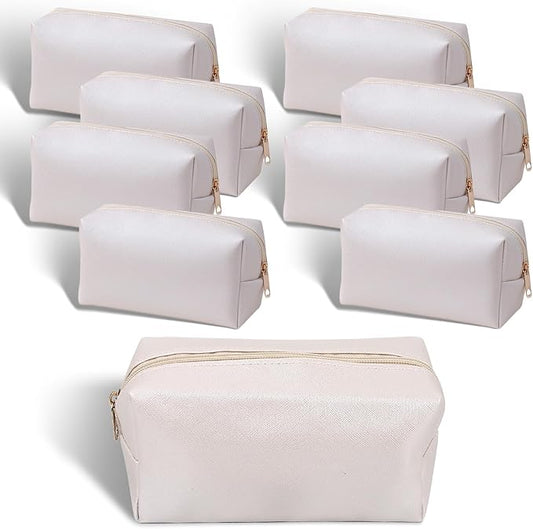 9 Pcs Makeup Bags in Bulk, Pu Leather Cosmetic Pouch Waterproof Small Toiletry Bags, Water Resistant Storage Purse for Lady Women, Waterproof Bags for Travel Purse