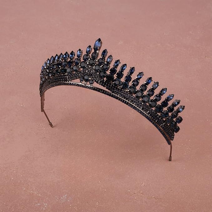 LIMELIA Women's Tiara for Henna Wedding Party|Glitter Hair Accessories for Bridal Birthday Pageant Prom Halloween Cos-play Christmas Party|Antares-Navy Blue