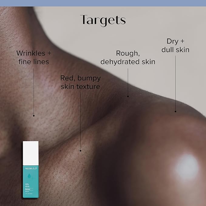 Medix 5.5 10% Glycolic Acid + Lactic Acid Leave-On Exfoliating Skin Care Body Gel, AHA Exfoliant Body & Face Serum Refines + Softens Dry Dead Skin, Uneven Skin Tone, KP Bumps, & Wrinkles, 1.7 Fl Oz