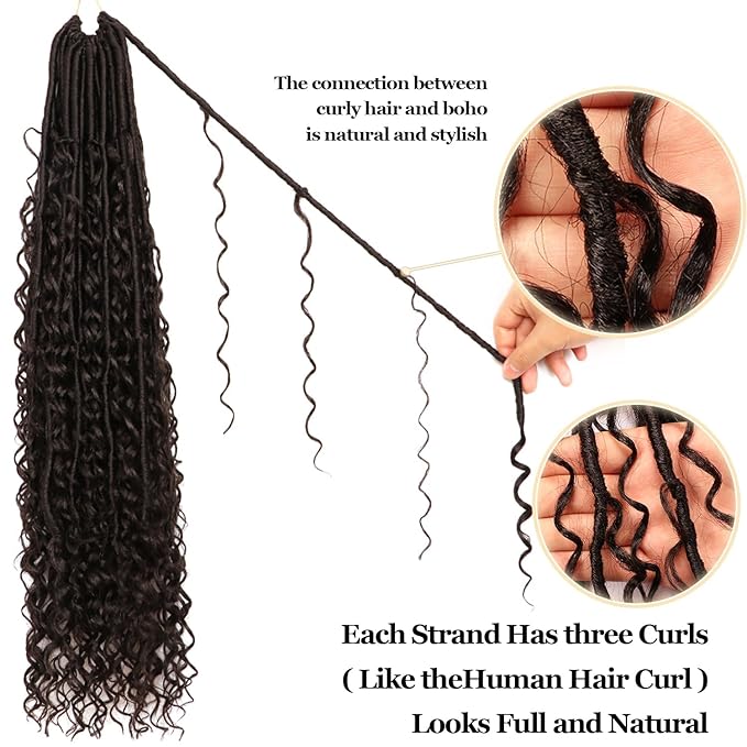 8 Packs Goddess Faux Locs Crochet Hair-24 Inch Boho Soft Locs Crochet Hair for Black Women (#2, 24 Inch(Pack of 8))