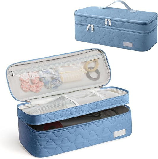 Dual Layer Travel Carrying Case, Quilted Shark Flexstyle Carrying Case for Revlon One-Step Hair Dryer/Hot Tool/Styler/Stylist, Compatible with Shark FlexStyle Attachments (Bag Only) Blue