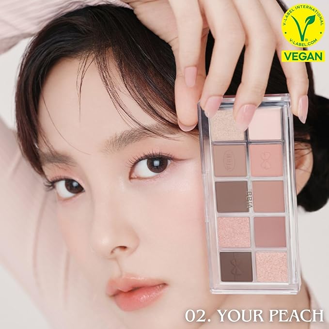 BBIA Essential Eye Palette - Buildable & Blendable Eyeshadow Palette Matte Finish & Gorgeous Shimmer Glitter Pearls Warm Cool Natural Shade Soft Shadow Colors Vegan Korean Makeup (02 YOUR PEACH)