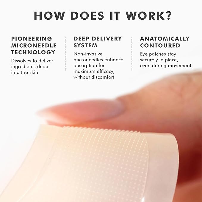 skyn ICELAND Dissolving Microneedle Under Eye Patches with 39% Hyaluronic Acid & Peptides No-Slip Eye Masks for Firming Wrinkles & Fine Lines, 5 Pairs