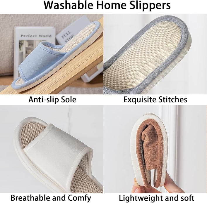 8 pairs disposable hospitality slippers, home slippers, open-toe indoor slippers, comfortable and washable, multi-color leisure spa slippers, suitable for home, hotel, travel