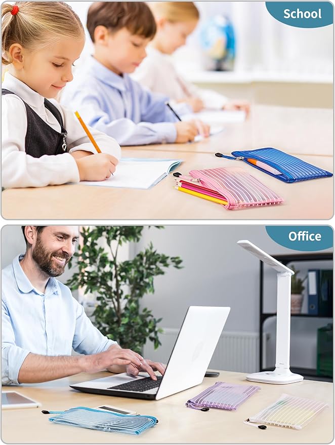 JARLINK 80 Pack Mesh Zipper Pouch, Pouch Bulk in 10 Colors, Multipurpose Storage Bags for Organizing Makeup Essentials, Travel Accessories, Office, School and Teacher Supplies