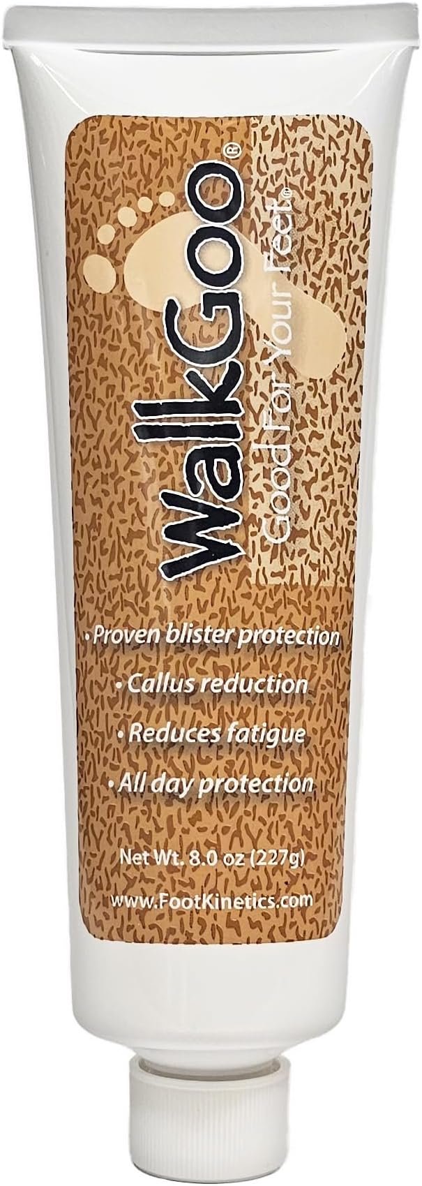 WalkGoo Blister Prevention and Moisturizing Foot Cream for Walking - 8 oz - Hydrates Dry Heels and Reduces Calluses - Long-Lasting Daily Foot Care