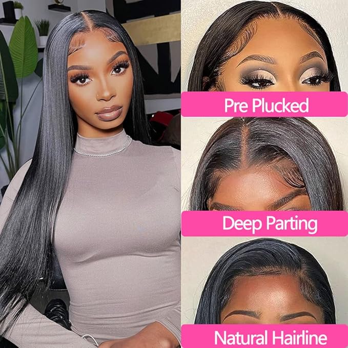 13x4 HD Lace Frontal Closure 18 Inch Straight Lace Frontal Human Hair 100% Unprocessed Brazilian Virgin Hair Ear to Ear Swiss HD Transparent Lace Closure Only Pre Plucked 1B Black