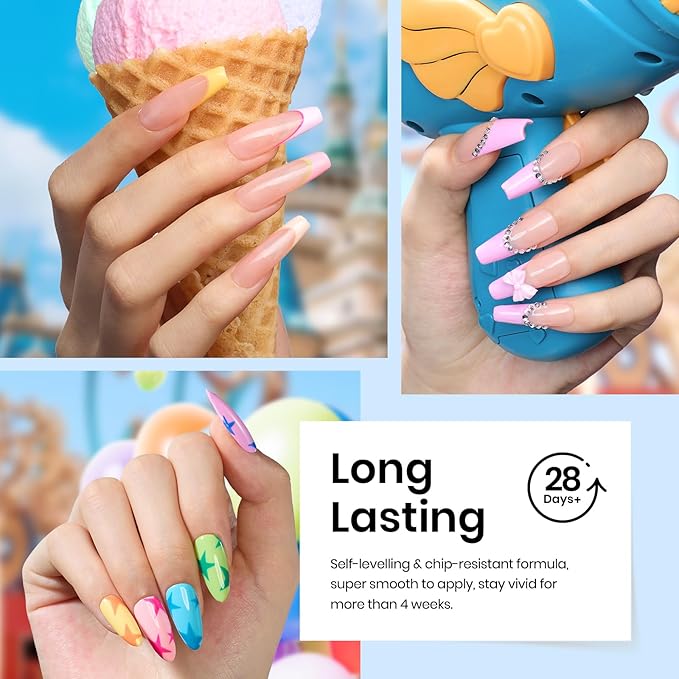 Beetles Gel Nail Polish Set- 23Pcs Summer Color Gel Polish with Base Gel Top Coat Bright Colors, Gel Polish Kit Blue Pink Purple Orange Green Glitter Soak Off Uv Led Trendy Rainbow Nail Art