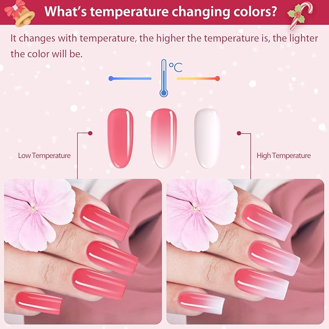 Poly Nail Gel Kit Ohuhu: 18 Colors Nail Gel Kit - Enhancement Builder with 4 Temperature Color Changing Extension - 10 Regular Color and 4 Glitter Color - Poly Nail Kit Gifts for Her Mothers Day