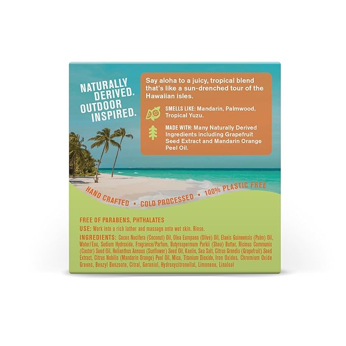 Every Man Jack Cold Processed Mens Bar Soap - Hawaiian Citrus Scent - Deeply Cleans & Hydrates w/Naturally Derived Ingredients - (3 Pack)