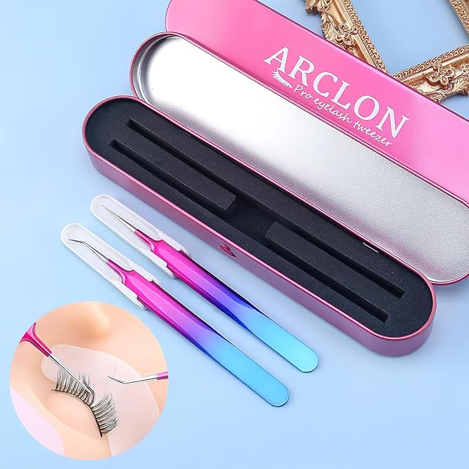 Isolation Lash Tweezers for Volume Eyelash Extension,Professional Precision Stainless Steel Las Purple 6.89inx1.5inx0.79in