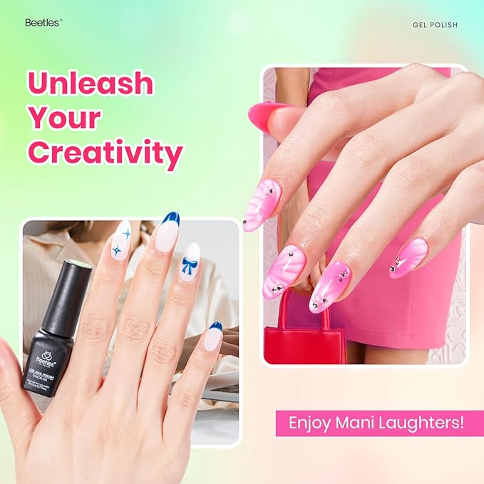 Beetles Gel Nail Polish Set 32 PCS-Spring Summer Gel Polish 25 Colors with Base Top Coat Soak off U V Gel Nail Polish Pink Red Green Gel Polish Set DIY Nail Art Manicure Gift for Women