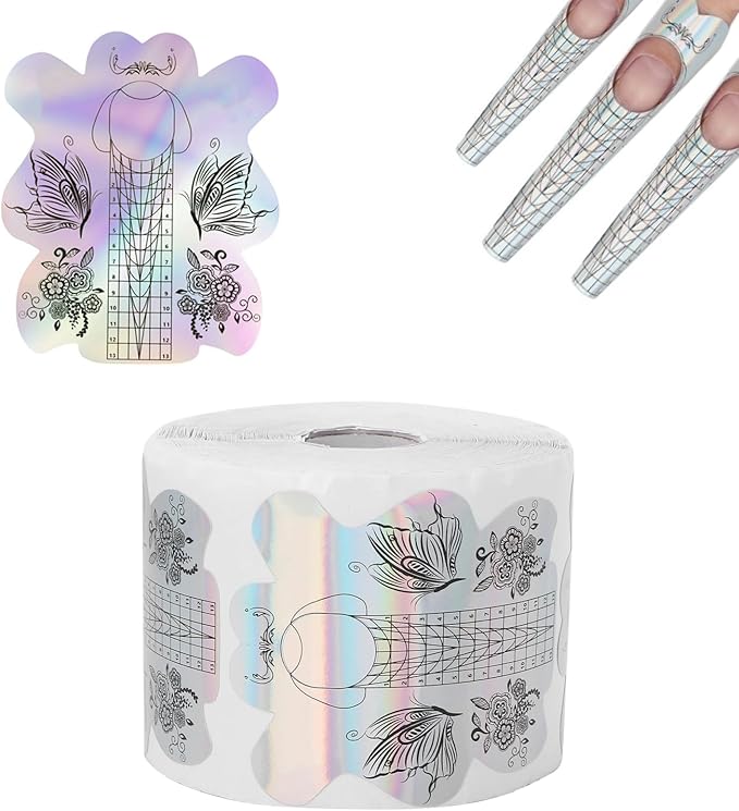 300pcs Nail Extension Sticker - Thicken Self Adhesive Nail Art Extension Sticker Nail Form Nail Art Form Nail Extension Form Beautiful Pattern Nail Gel Forms for Women