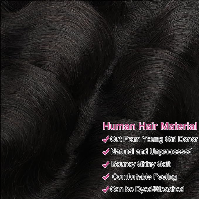 Human Hair 4 Bundles Body Wave 18 20 22 24 Inch 100% Unprocessed Brazilian Virgin Body Wavy Hair Bundles for Black Women Quick Weave Natural Black Hair