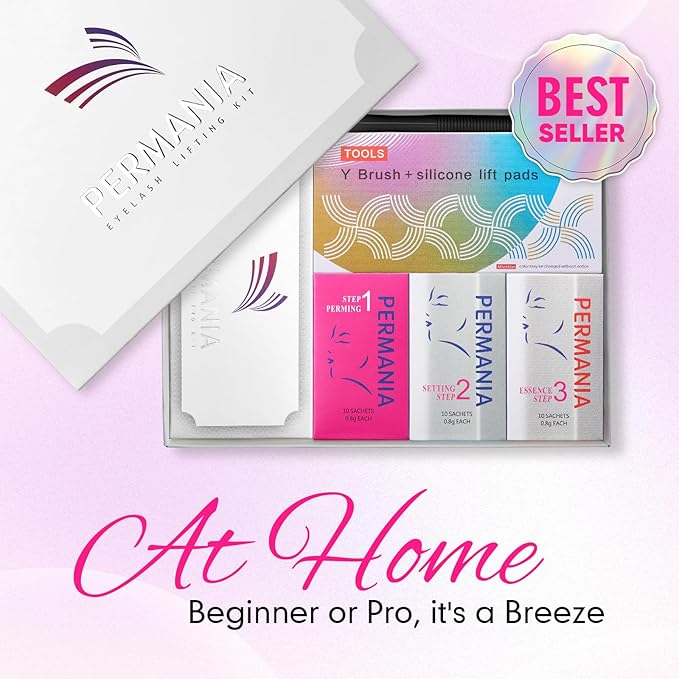 PERMANIA Lash Lift Kit, Lash Perm Kit, Fast Eyelash Lifting 5 Minutes DIY at Home with Strong Glue Disposable Sachet Lash Lifting Kit Last 6 Weeks (30pcs）