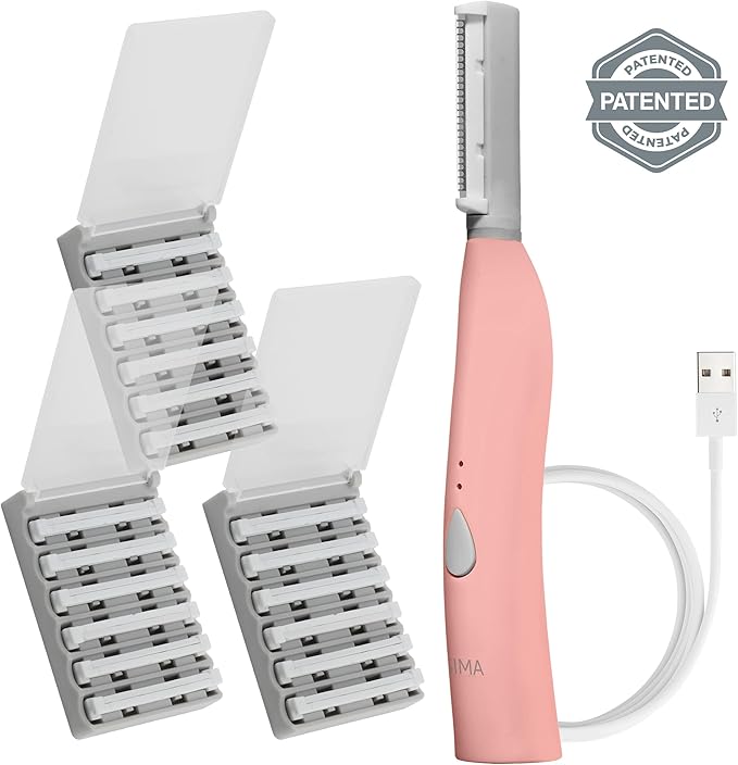 SPA SCIENCES - SIMA Patented Dermaplane Razor for Women Face – Painless 2-in-1 Facial Exfoliation & Peach Fuzz Hair Removal – Anti-Aging – 3 Speeds – Rechargeable – 21 Weeks Treatment