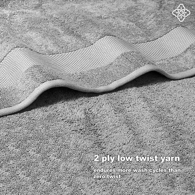 BIOWEAVES 100% Organic Cotton 700 GSM Plush Washcloths 13" x 13" GOTS Certified - Light Grey, Pack of 12