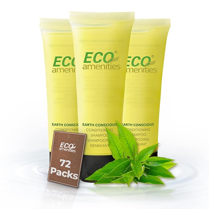 ECO amenities Travel Size Shampoo Bulk - Hotel Mini Shampoo Supplies for Guests - Refreshing Bulk Travel Size Toiletries for AirBnB and Rentals - 1.0 fl oz (30ml) per tube, 72 pack, Green Tea Scent