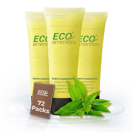 ECO amenities Travel Size Shampoo Bulk - Hotel Mini Shampoo Supplies for Guests - Refreshing Bulk Travel Size Toiletries for AirBnB and Rentals - 1.0 fl oz (30ml) per tube, 72 pack, Green Tea Scent
